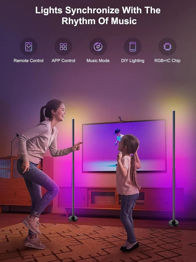 RGB Corner Floor Lamp – Smart App & Remote Control, Music Sync, 1 Million Colors