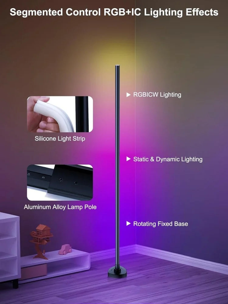 RGB Corner Floor Lamp – Smart App & Remote Control, Music Sync, 1 Million Colors