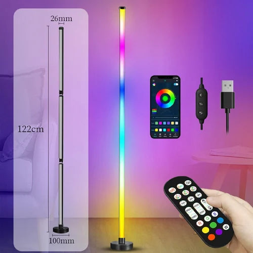 RGB Corner Floor Lamp – Smart App & Remote Control, Music Sync, 1 Million Colors