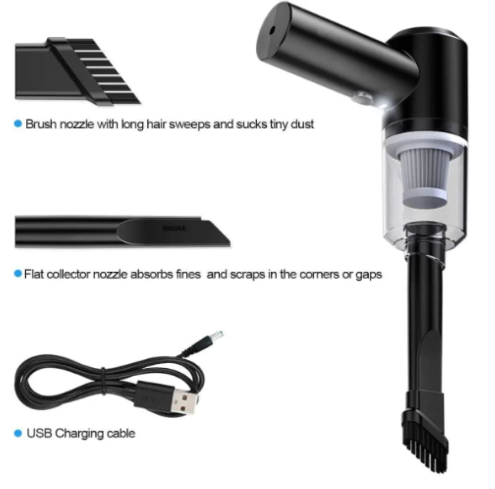 2 In 1 Car Vacuum Cleaner – High Power USB Rechargeable Wireless Portable