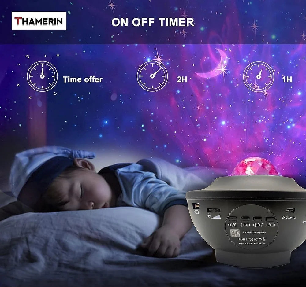 Star Galaxy Projector Lamp – Starry Sky Night Light with Bluetooth Speaker