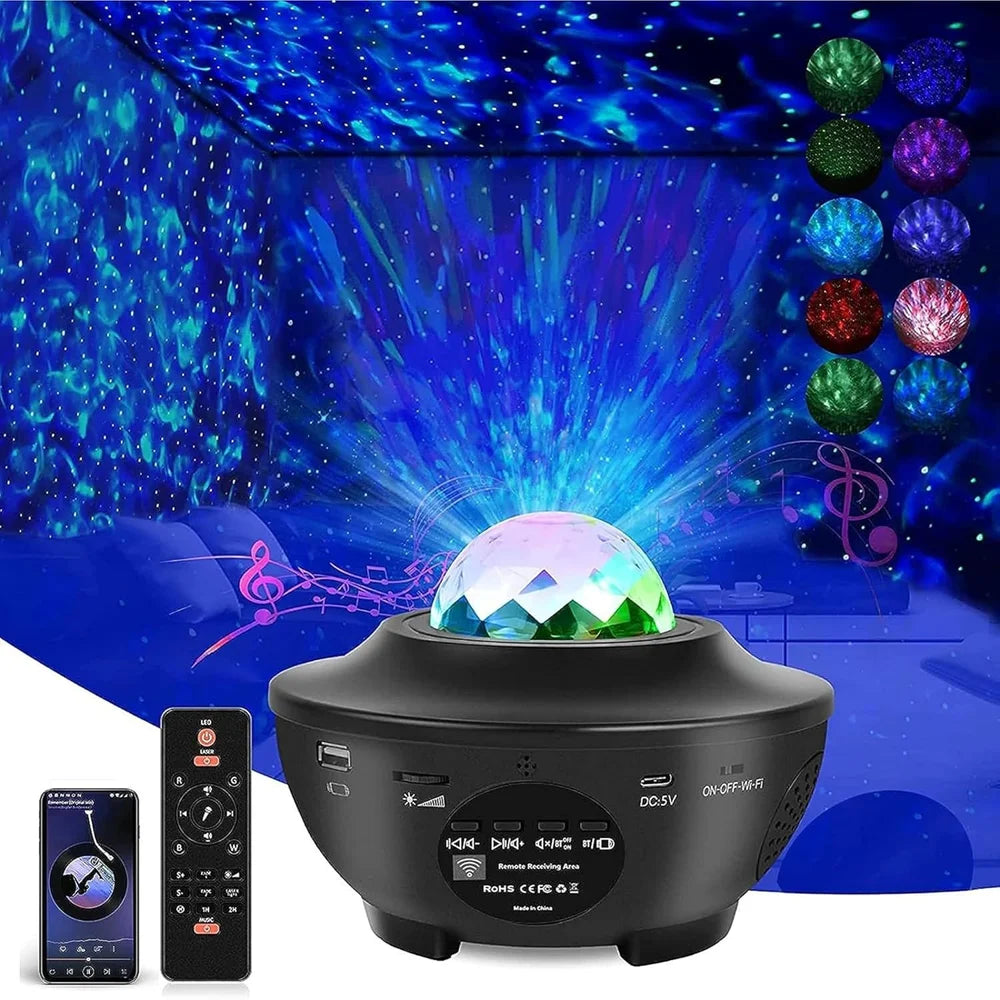 Star Galaxy Projector Lamp – Starry Sky Night Light with Bluetooth Speaker