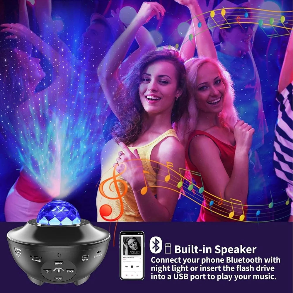 Star Galaxy Projector Lamp – Starry Sky Night Light with Bluetooth Speaker