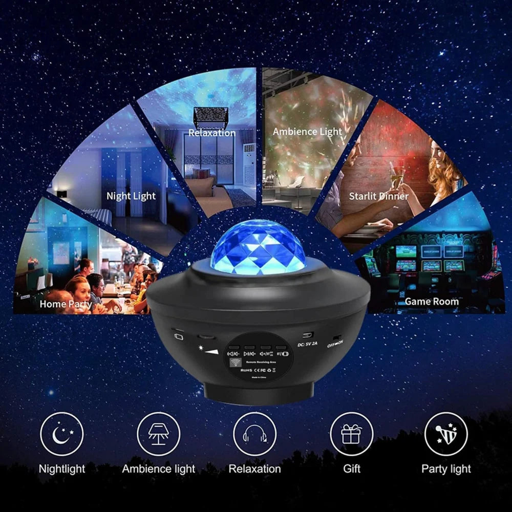 Star Galaxy Projector Lamp – Starry Sky Night Light with Bluetooth Speaker