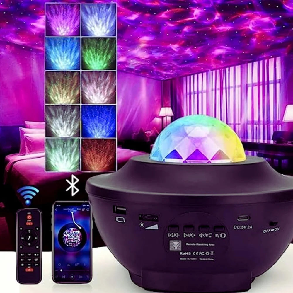 Star Galaxy Projector Lamp – Starry Sky Night Light with Bluetooth Speaker